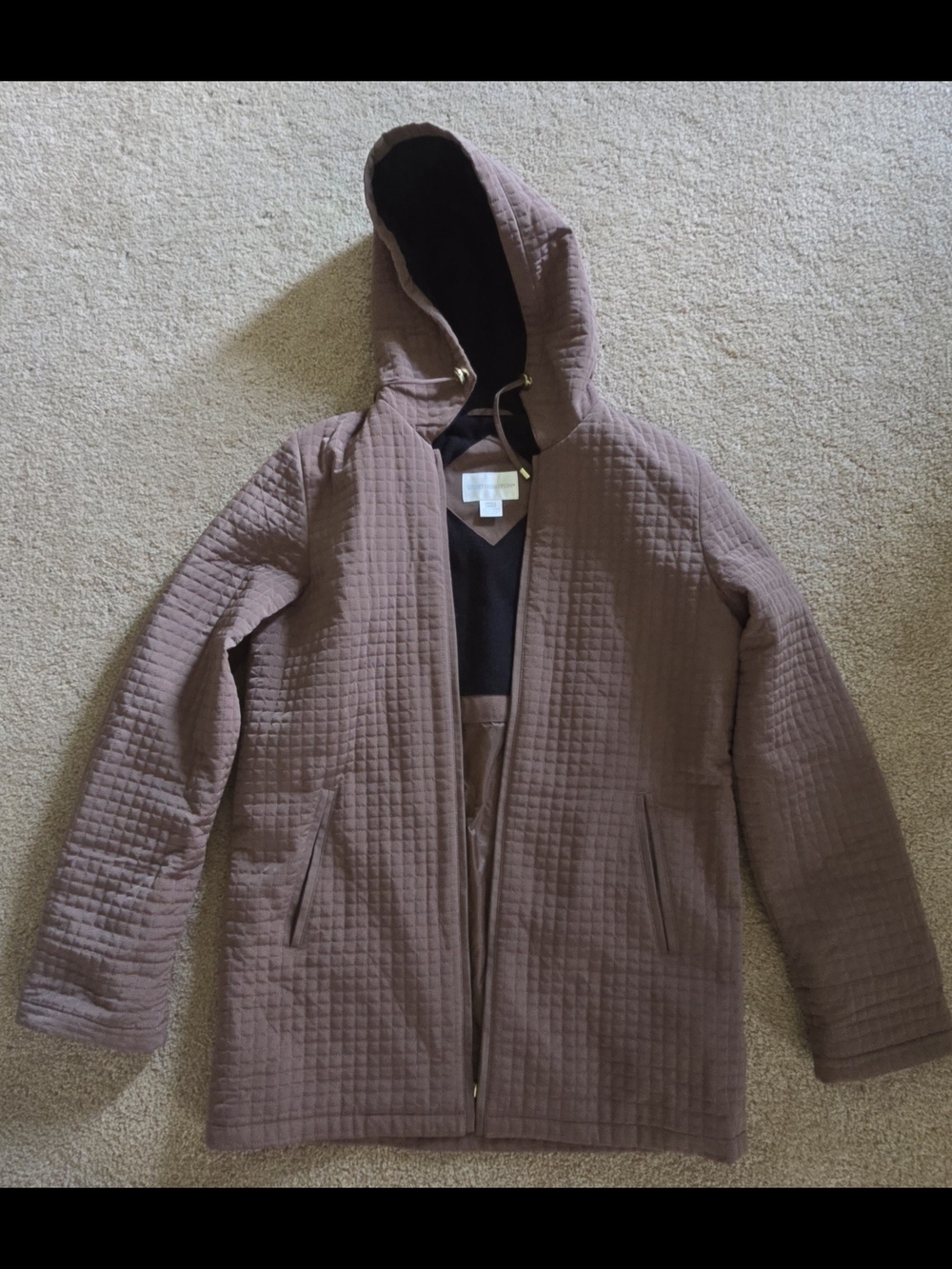 Worthington Quilted Hooded Coat in Brown